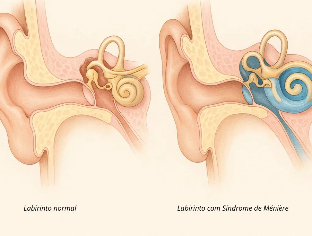 labirinto normal vs sindrome de meniere